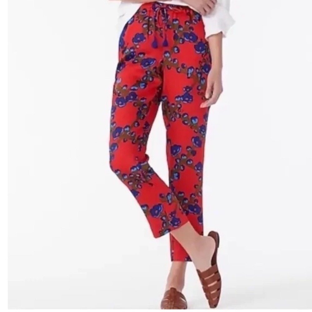 J. Crew Drapey‎ Pull-on Pant in Lattice Floral Red 4